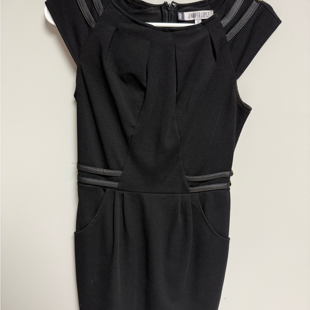 Jennifer Lopez Black Cap Sleeve Dress